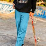 Z0ZR08906 Harbor Blue Women Thisthatthem Skate Pants Volcom Clothing