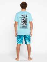 Z0ZR0890 Cali Blue Heather Men Heavy Living Short Sleeve Tee Volcom Clothing - Image 2