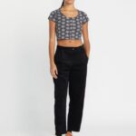 Z0ZR08915 Black Women Histone Cord Pants Volcom Clothing