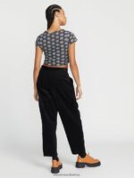 Z0ZR08915 Black Women Histone Cord Pants Volcom Clothing - Image 3