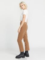 Z0ZR08917 Mocha Women Stoned Straight Pants Volcom Clothing - Image 4