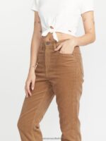 Z0ZR08917 Mocha Women Stoned Straight Pants Volcom Clothing - Image 6