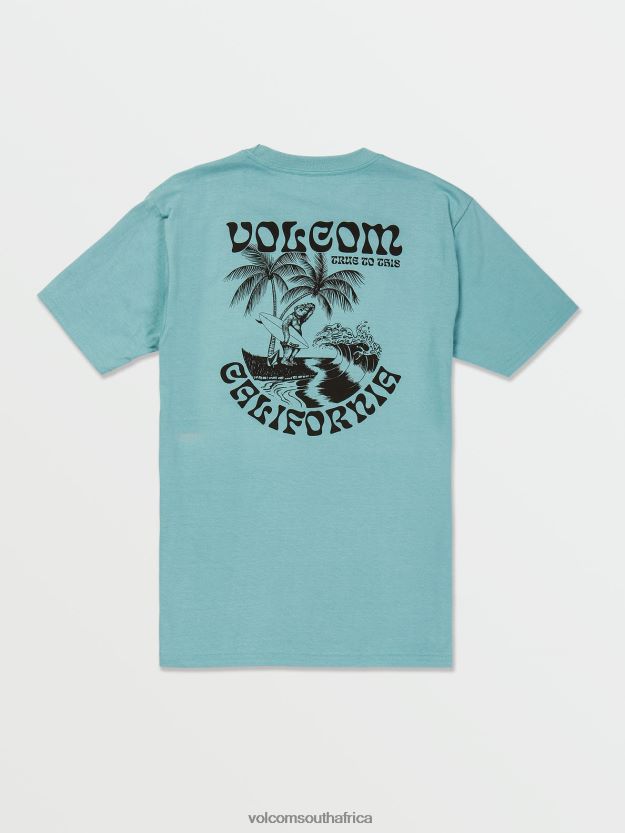 Z0ZR0891 Cali Blue Heather Men Goalden Bear Short Sleeve Tee Volcom Clothing - Image 3