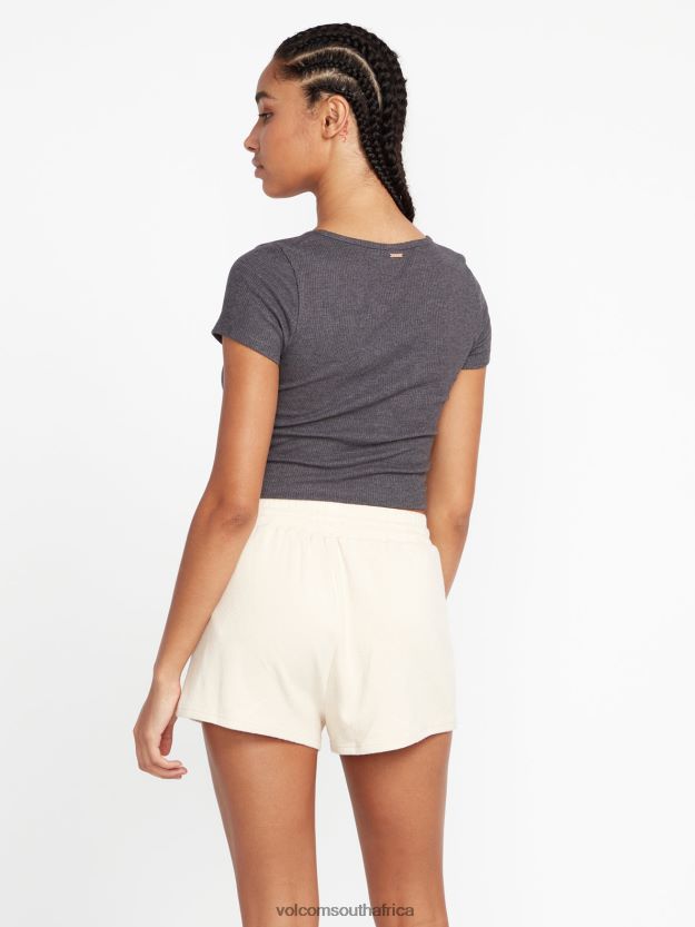 Z0ZR08945 Cream Women Lived in Lounge Fleece Shorts Volcom Clothing - Image 2