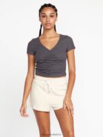 Z0ZR08945 Cream Women Lived in Lounge Fleece Shorts Volcom Clothing