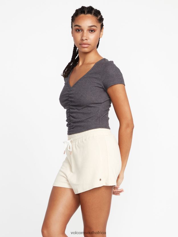 Z0ZR08945 Cream Women Lived in Lounge Fleece Shorts Volcom Clothing - Image 4