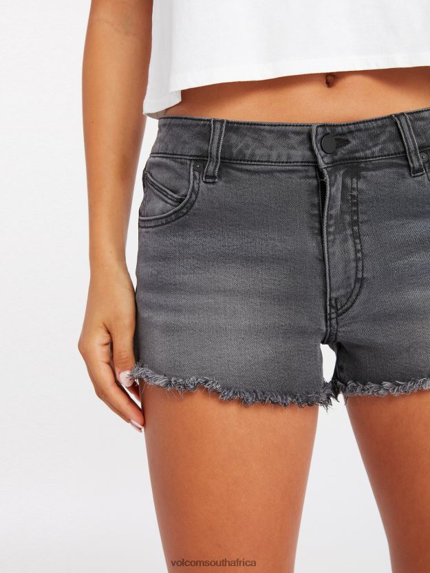 Z0ZR08957 Vintage Black Women Stoney Stretch Denim Shorts Volcom Clothing - Image 2