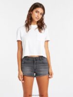 Z0ZR08957 Vintage Black Women Stoney Stretch Denim Shorts Volcom Clothing - Image 8