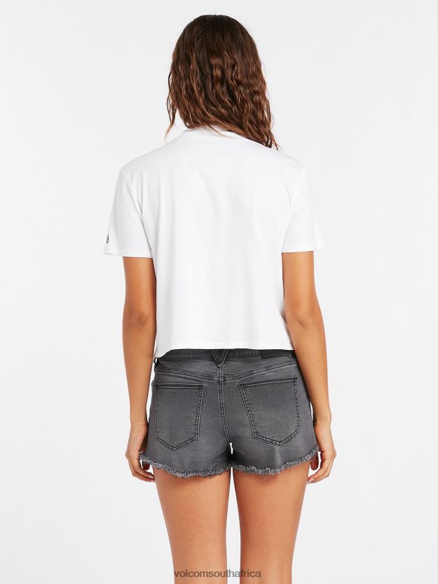 Z0ZR08957 Vintage Black Women Stoney Stretch Denim Shorts Volcom Clothing - Image 9
