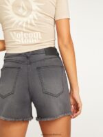 Z0ZR08960 Vintage Black Women Stone Step Hirise Shorts Volcom Clothing - Image 11