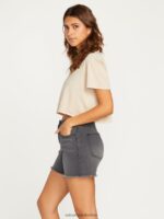 Z0ZR08960 Vintage Black Women Stone Step Hirise Shorts Volcom Clothing - Image 8
