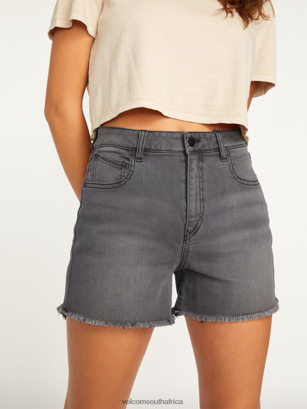Z0ZR08960 Vintage Black Women Stone Step Hirise Shorts Volcom Clothing - Image 9