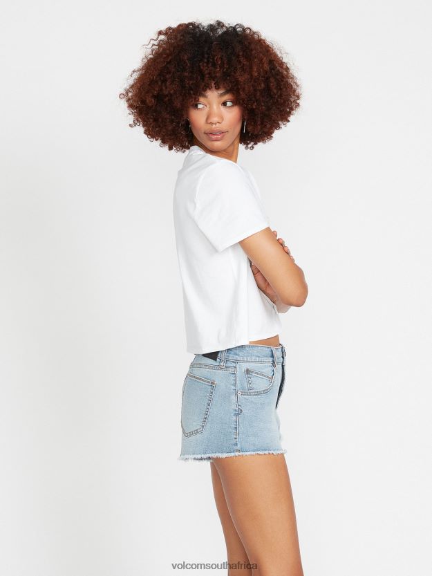 Z0ZR08962 Retro Blue Women Stoney Stretch Denim Shorts Volcom Clothing - Image 6