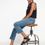 Z0ZR08966 Jasper Blue Women Stone Step High Rise Pants Volcom Clothing