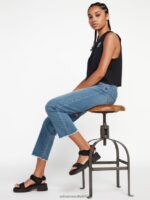 Z0ZR08966 Jasper Blue Women Stone Step High Rise Pants Volcom Clothing