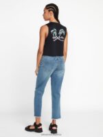 Z0ZR08966 Jasper Blue Women Stone Step High Rise Pants Volcom Clothing - Image 4
