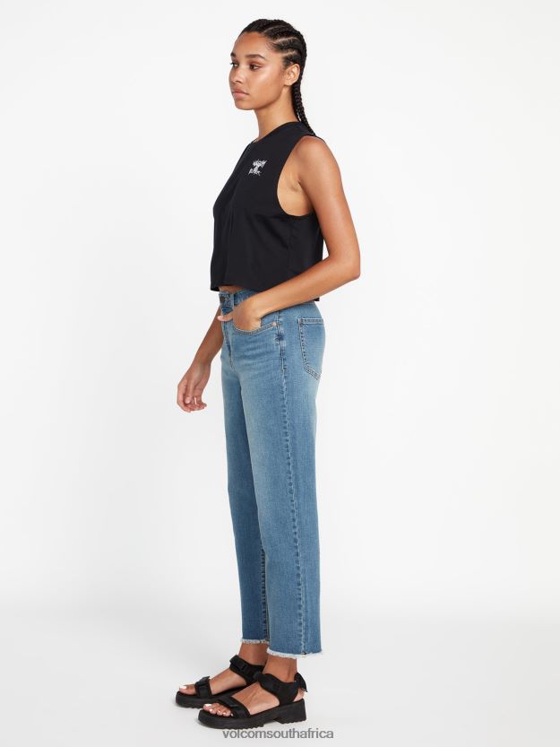 Z0ZR08966 Jasper Blue Women Stone Step High Rise Pants Volcom Clothing - Image 7