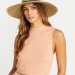 Z0ZR08975 Black Women Throw Shade Straw Hat Volcom Accessories